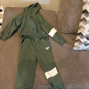 Reebok Kids Green Sweatpants and Hoodie Set